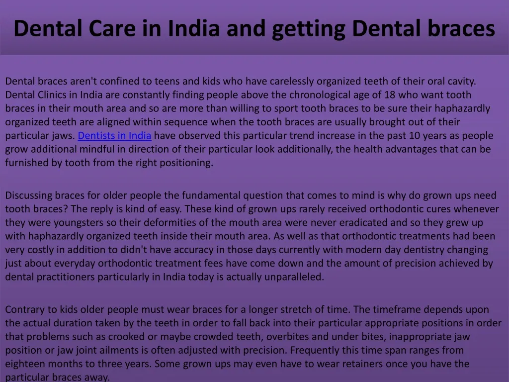 dental care in india and getting dental braces