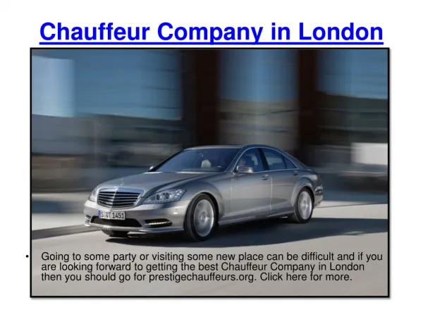 Chauffeur Company in London