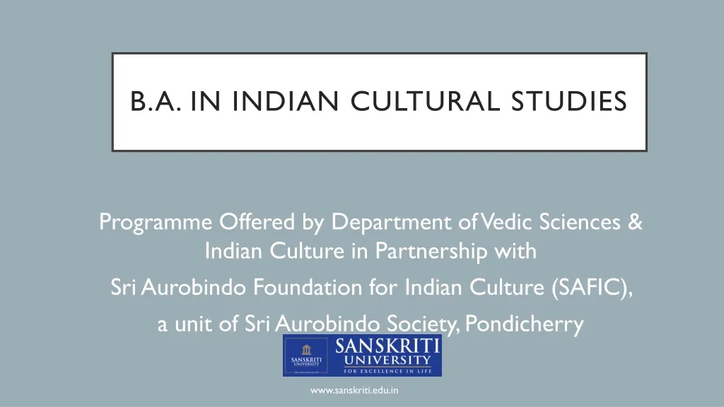 b a in indian cultural studies