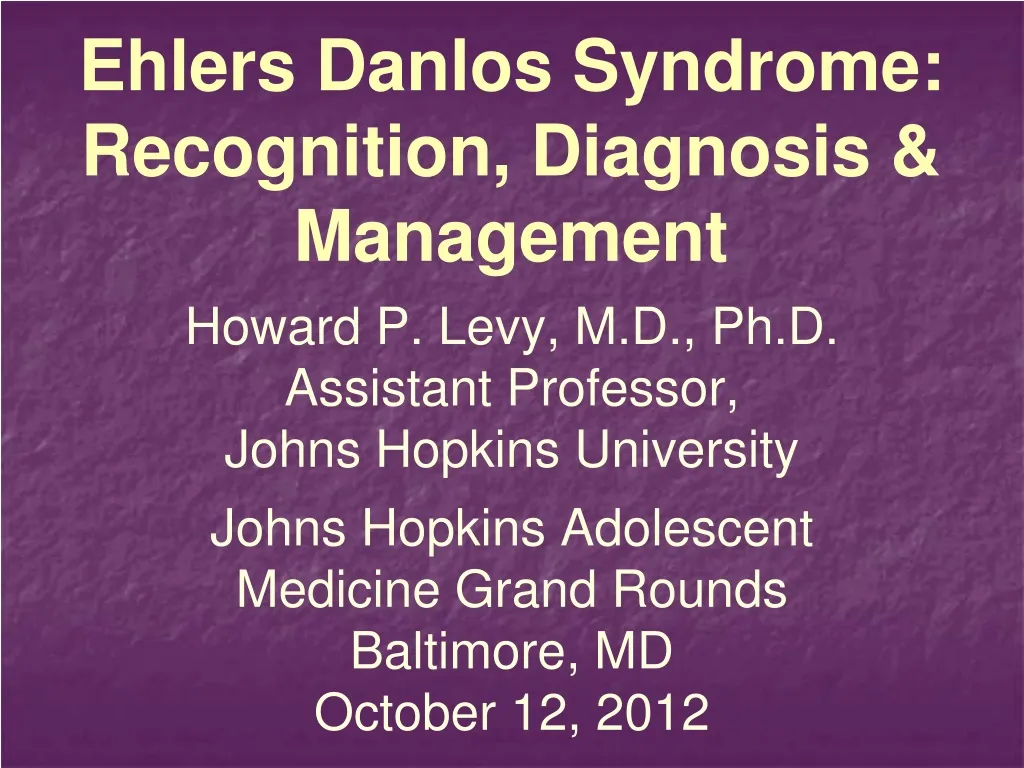 ehlers danlos syndrome recognition diagnosis management