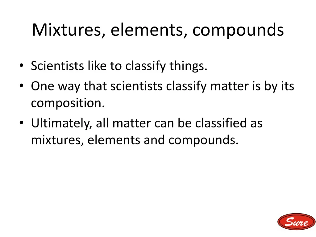 mixtures elements compounds
