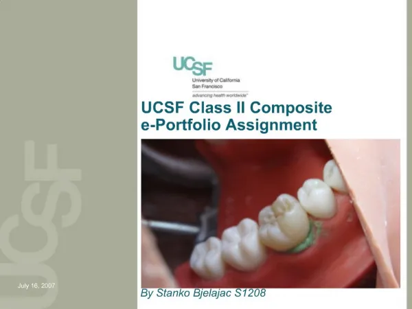 UCSF Class II Composite e-Portfolio Assignment
