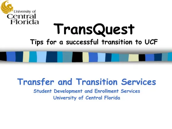 TransQuest Tips for a successful transition to UCF
