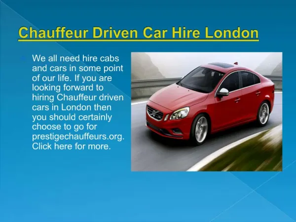 Chauffeur Driven Car Hire London