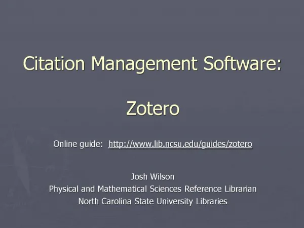 Citation Management Software: Zotero
