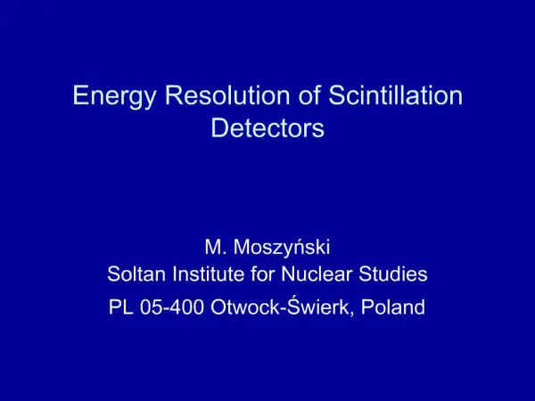 Energy Resolution of Scintillation Detectors