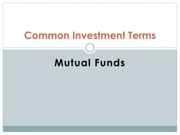 Mutual Funds Investment Terms
