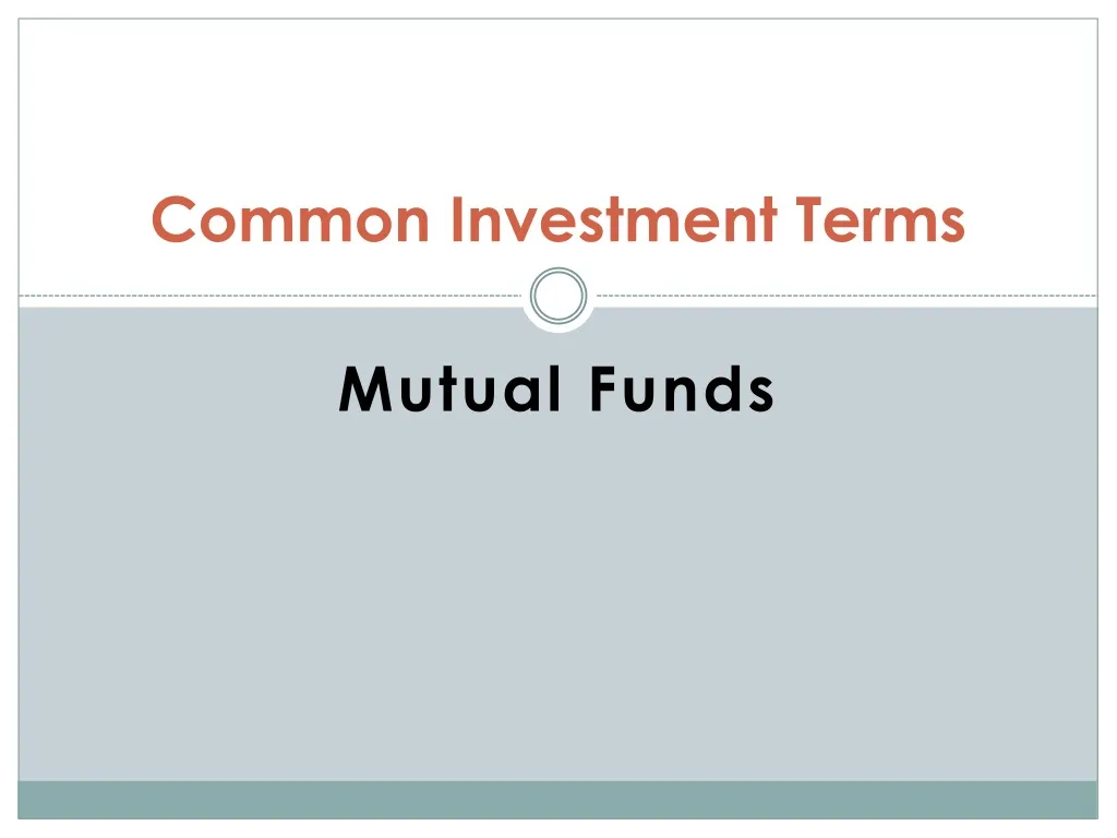 common investment terms