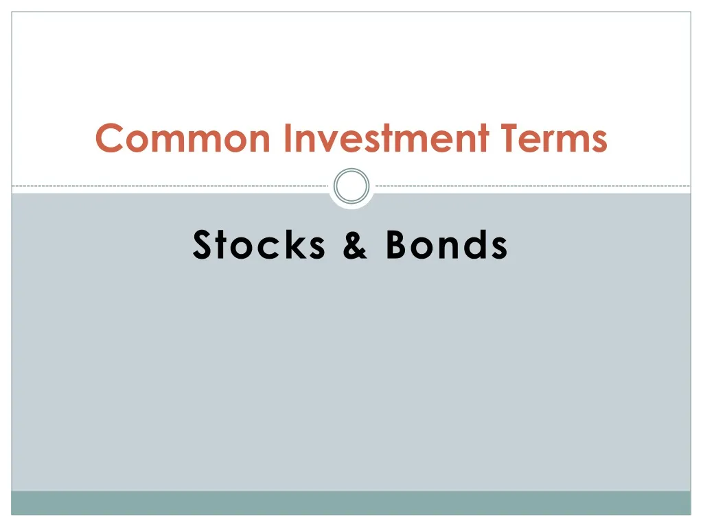 common investment terms