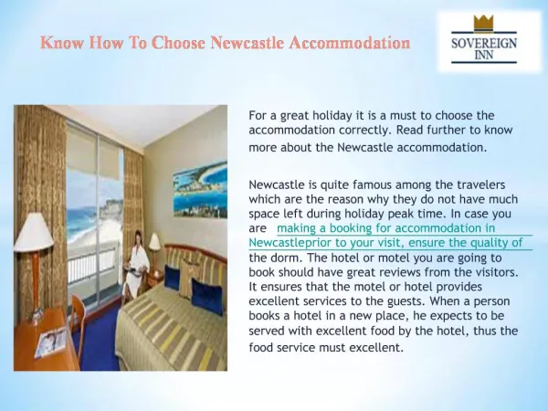 Know How to Choose Newcastle Accommodation