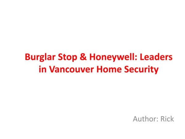 Burglar Stop & Honeywell: Leaders in Vancouver Home Security