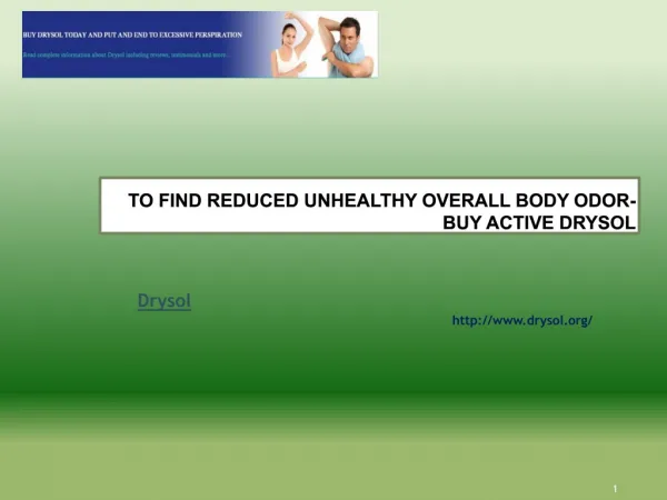 To Find Reduced Unhealthy Overall body Odor-Buy Active Dryso