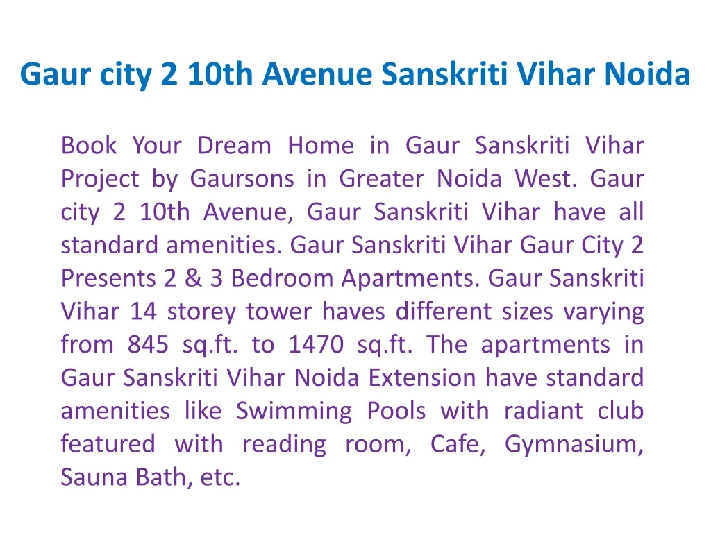 gaur city 2 10th avenue sanskriti vihar noida