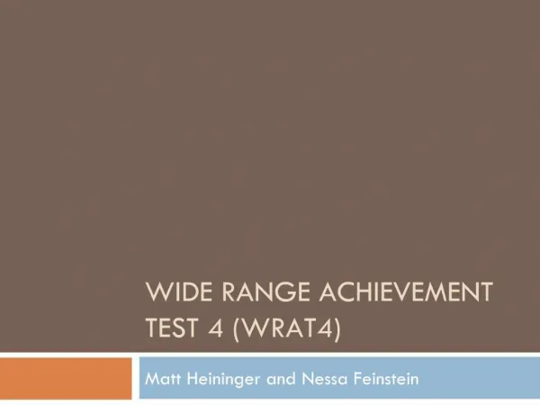 WIDE RANGE ACHIEVEMENT TEST 4 WRAT4