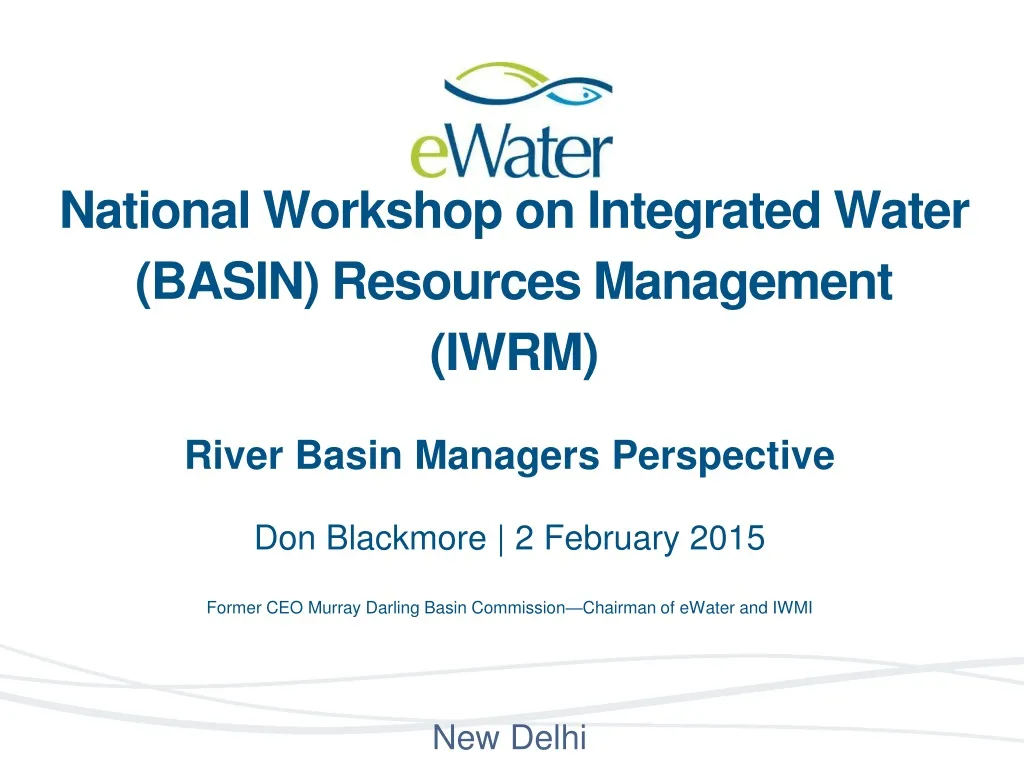 national workshop on integrated water basin resources management iwrm