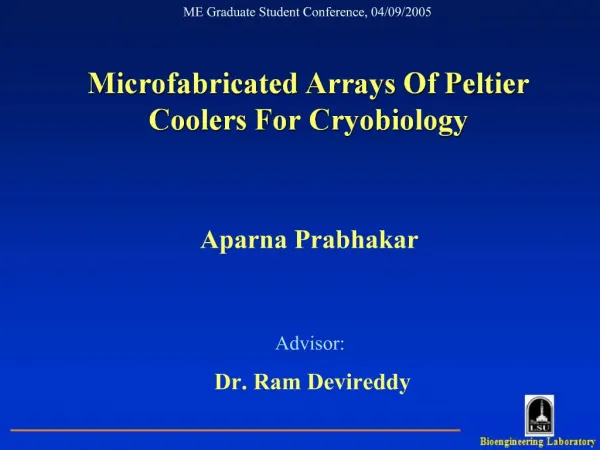 Microfabricated Arrays Of Peltier Coolers For Cryobiology