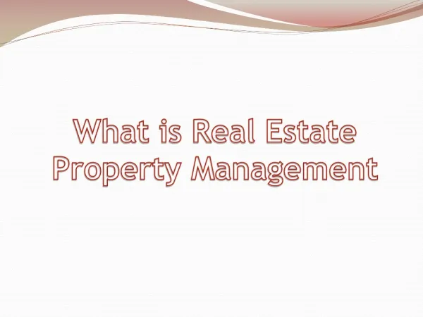 What is Real Estate Property Management