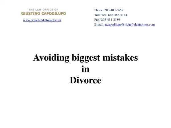 Avoiding biggest mistakes in Divorce