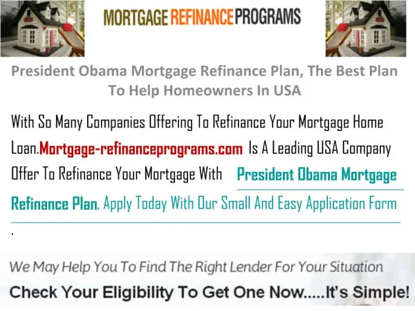President Obama Mortgage Refinance Plan