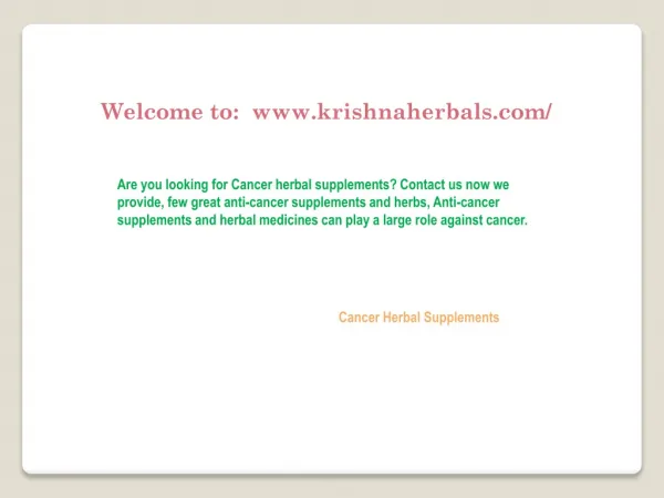 Cancer Herbal Supplements