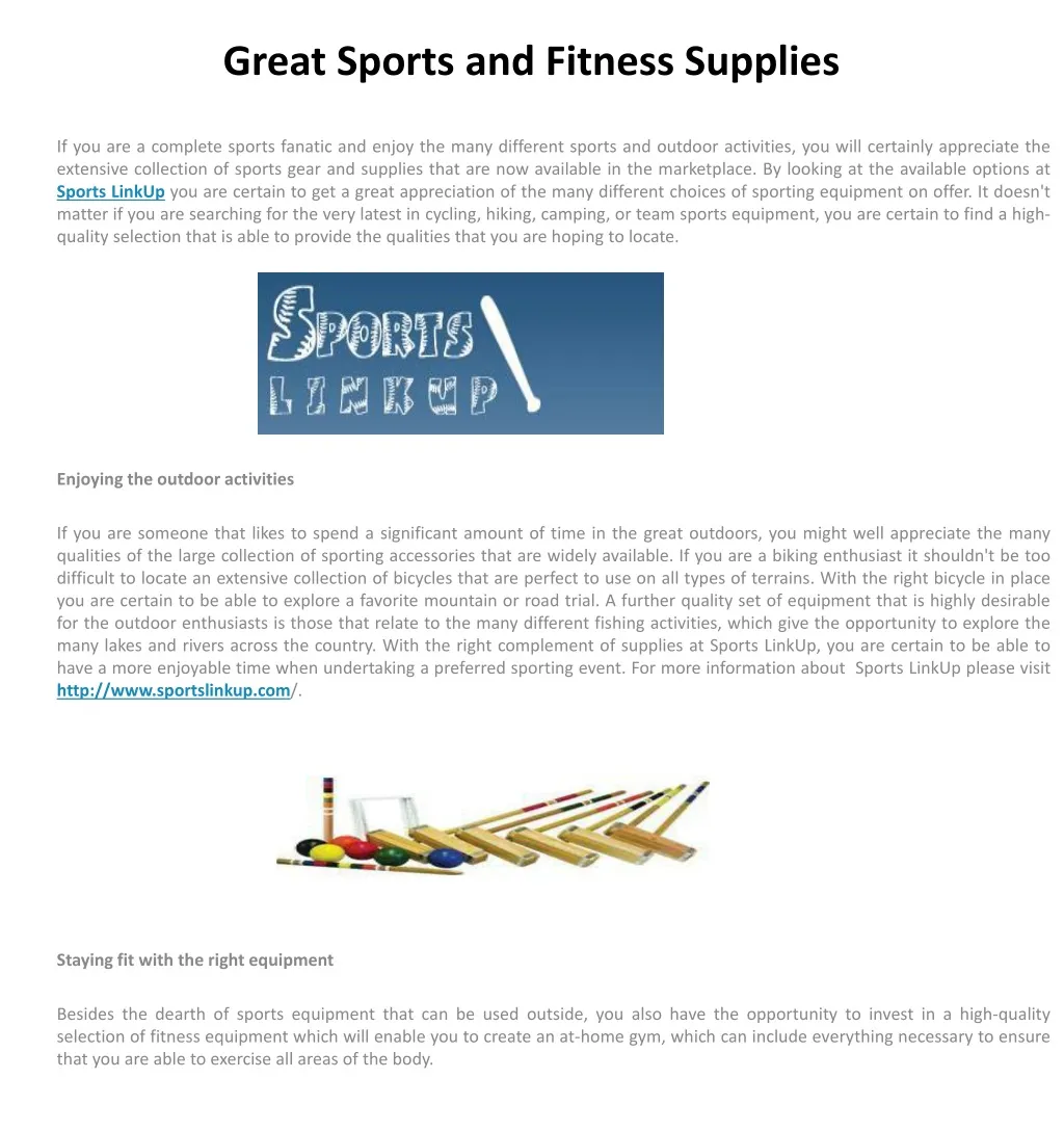 great sports and fitness supplies