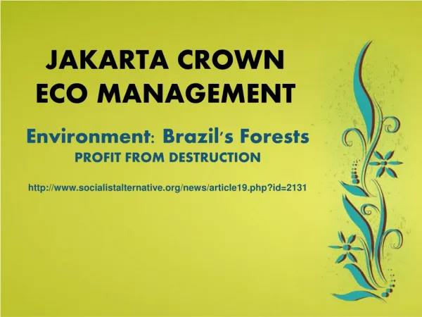 Jakarta Crown Eco Management| Environment: Brazil's Forests