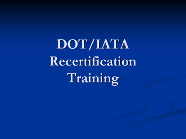 DOTIATA Recertification Training