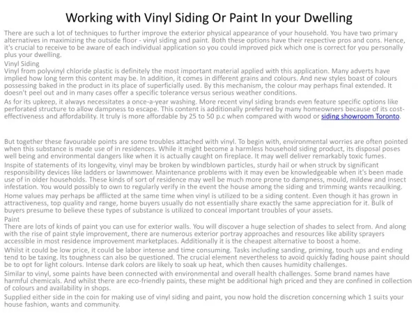 Working with Vinyl Siding Or Paint In your Dwelling