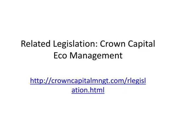Related Legislation: Crown Capital Eco Management