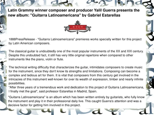 Latin Grammy winner composer and producer Yalil Guerra prese