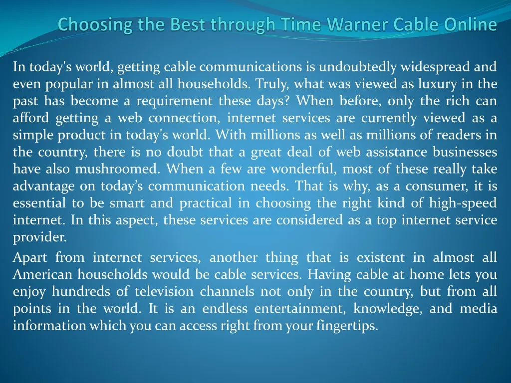 choosing the best through time warner cable online