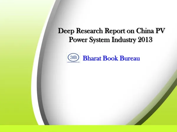 2013 Deep Research Report on China PV Power System Industry