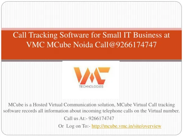 Call Tracking Software for Small IT Business at VMC MCube