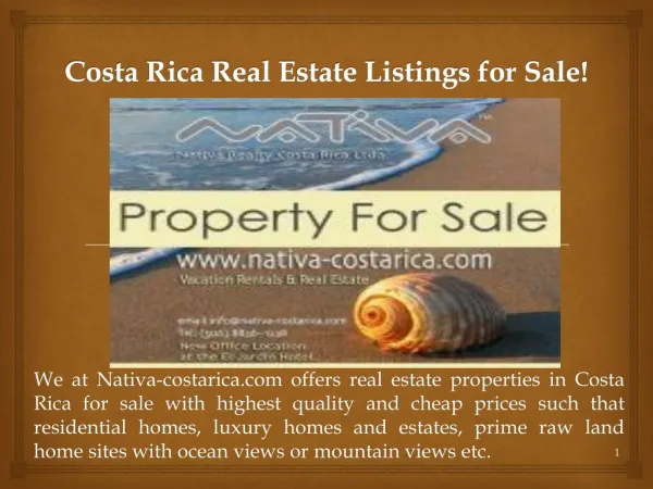 Costa Rica Real Estate Listings for Sale!