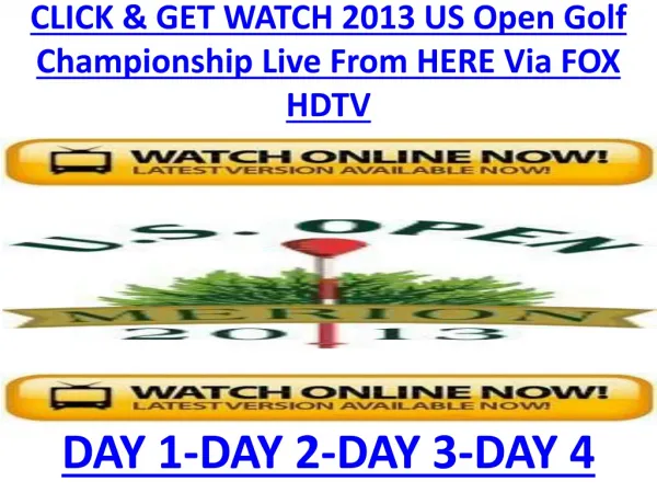 US Open Golf 2013 Live Stream Day By Day Fox Coverage Online