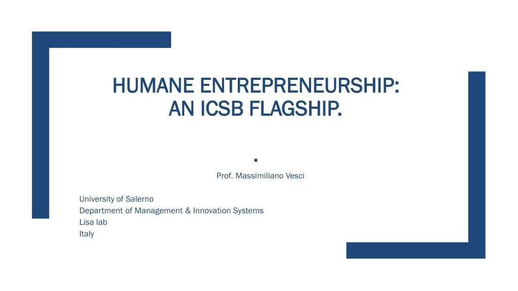 humane entrepreneurship an icsb flagship