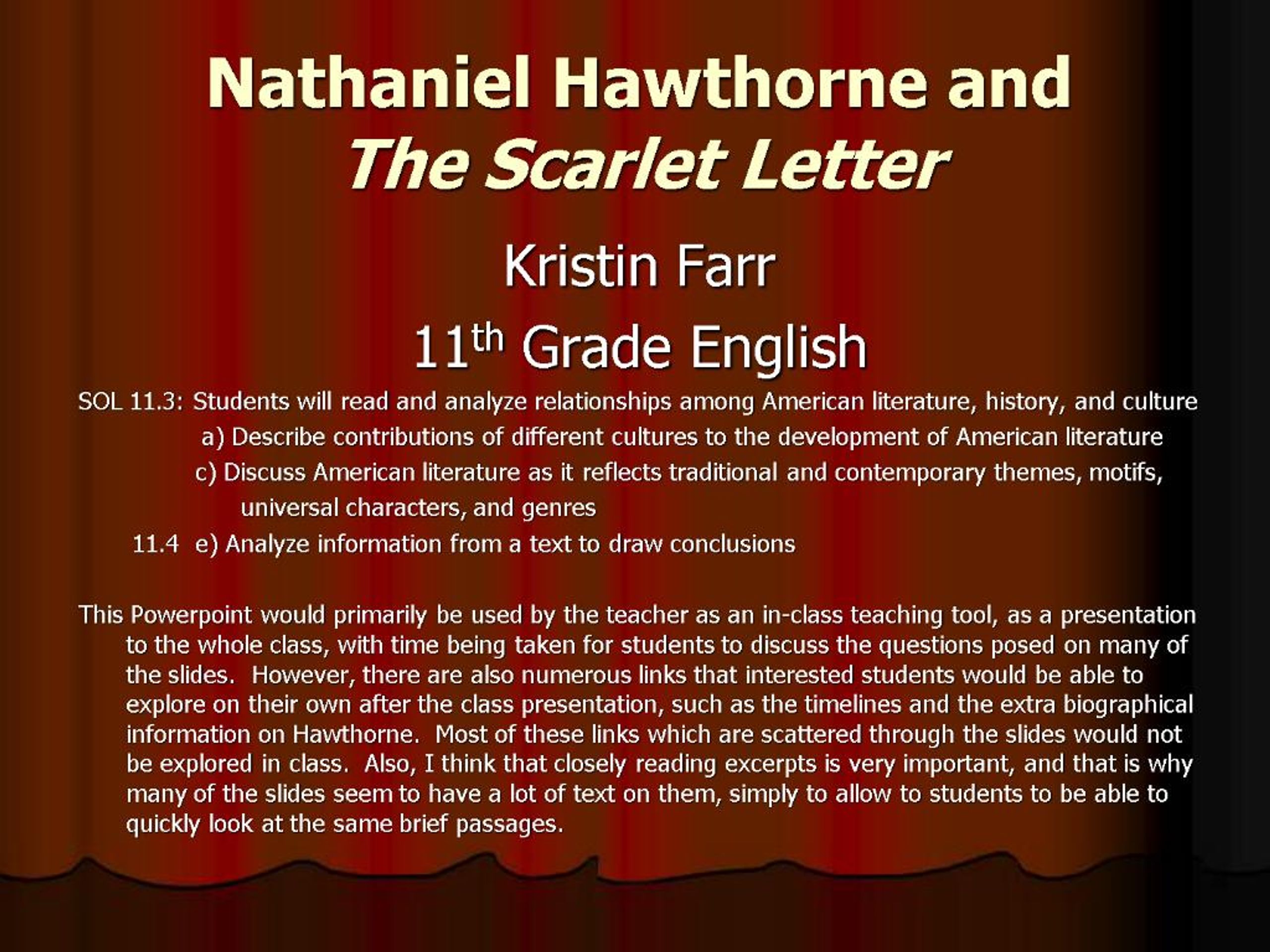 PPT - Nathaniel Hawthorne and The Scarlet Letter PowerPoint ...