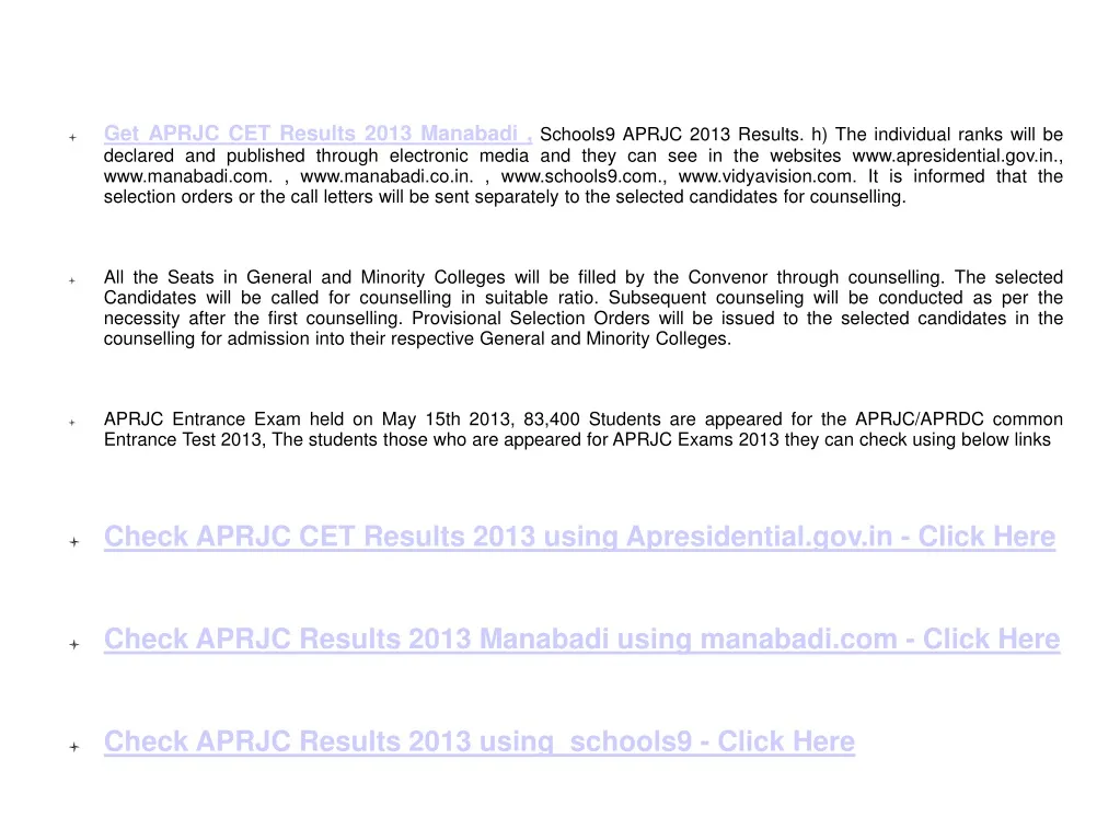 get aprjc cet results 2013 manabadi schools9