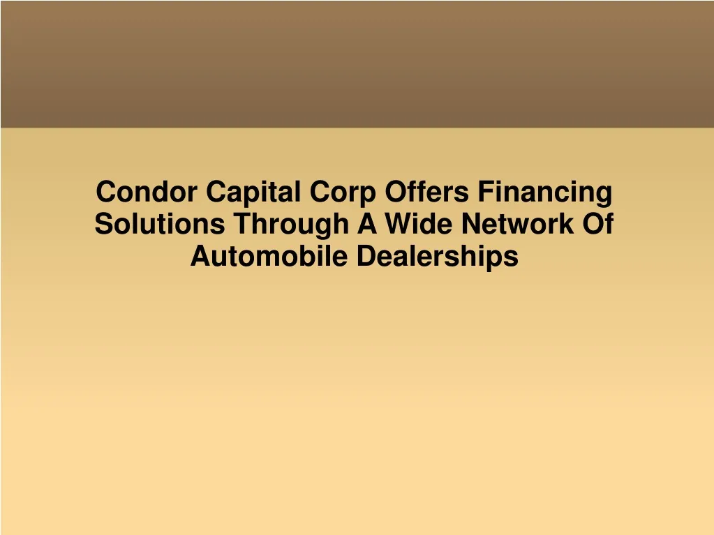 condor capital corp offers financing solutions