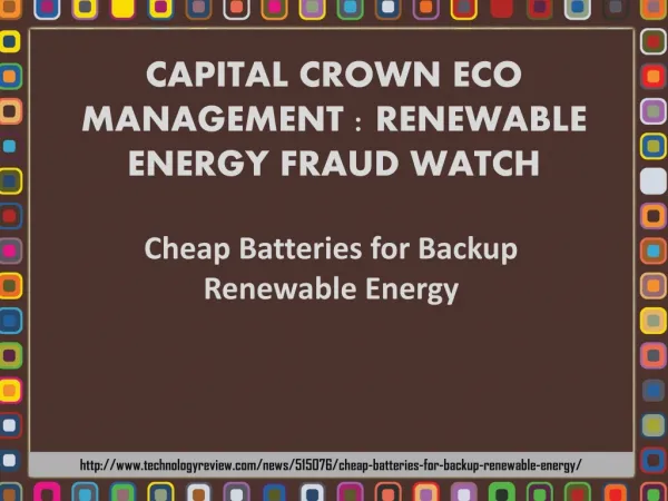 Capital Crown Eco Management: Renewable Energy Fraud Watch