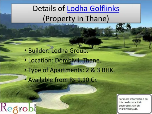 Lodha Golflinks offers 2/3 BHK Villas in Dombivli, 1.10 Cr.