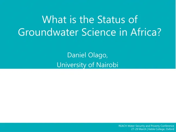 What is the Status of Groundwater Science in Africa?