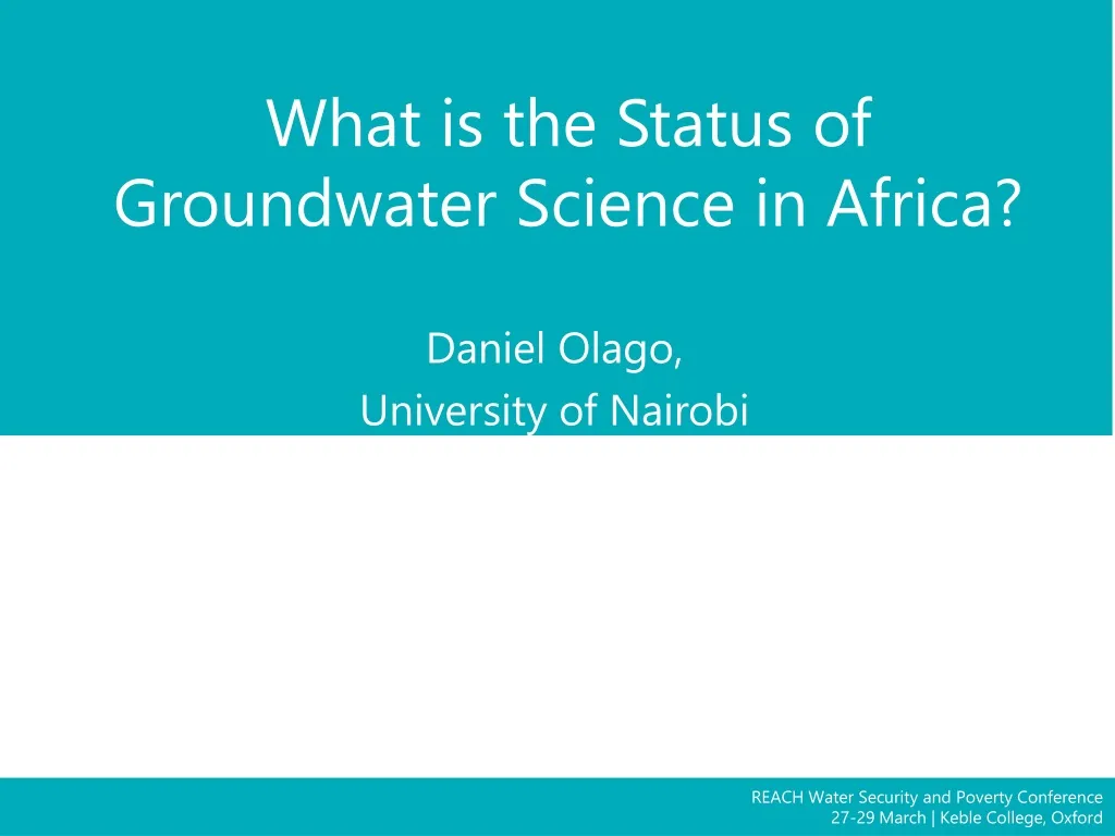 what is the status of groundwater science