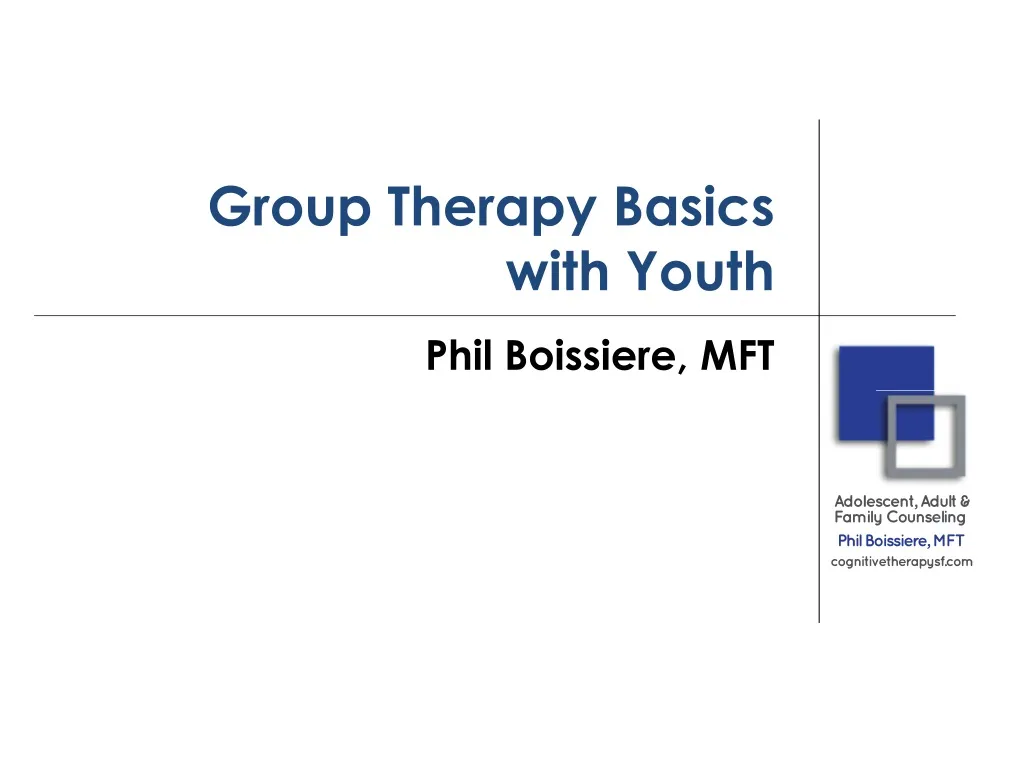group therapy basics w ith youth