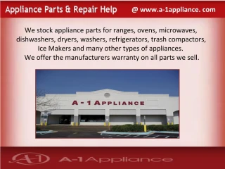 Get original Appliance Parts from A-1 Appliance - slide 1