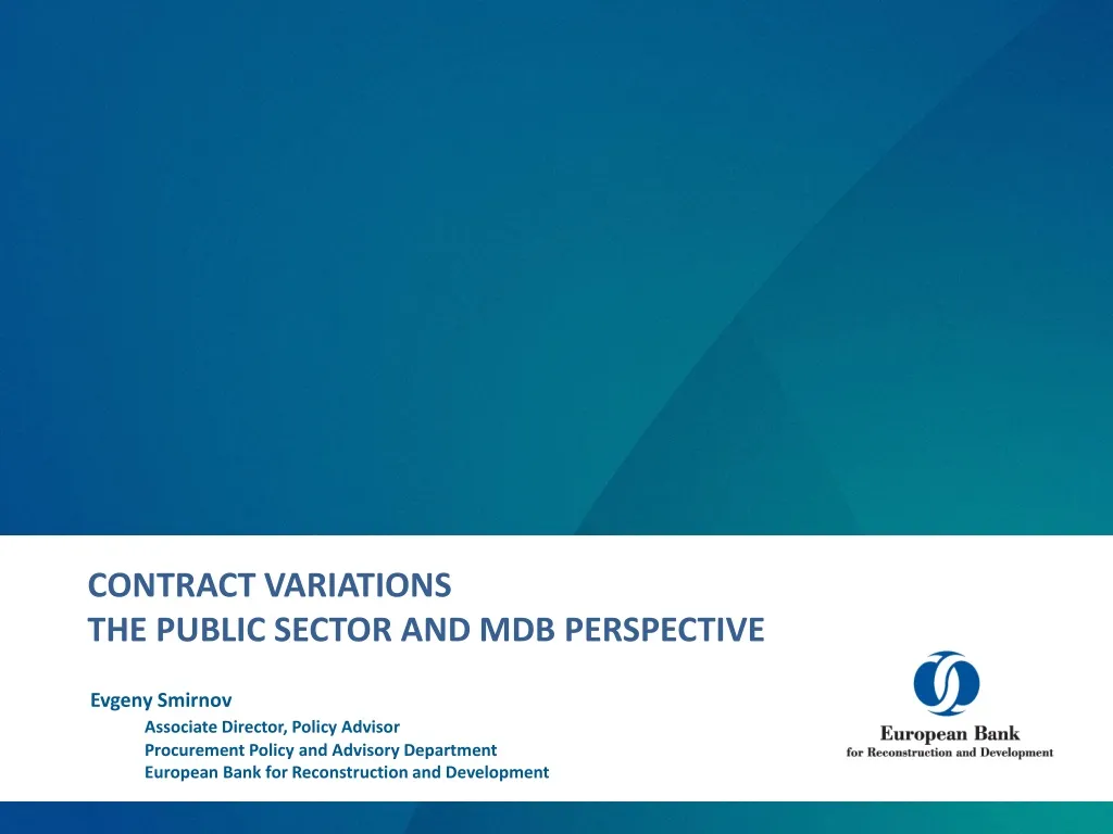 contract variations the public sector and mdb perspective
