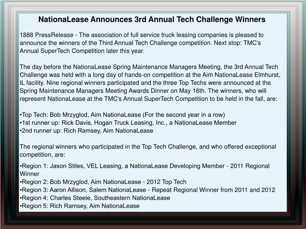 nationalease announces 3rd annual tech challenge