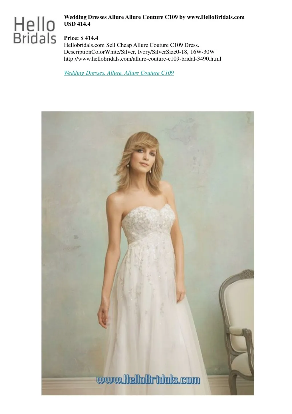 wedding dresses allure allure couture c109