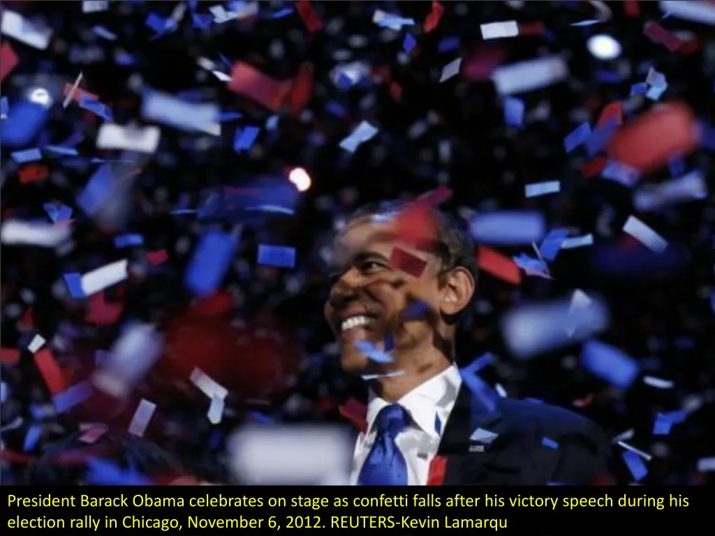 president barack obama celebrates on stage