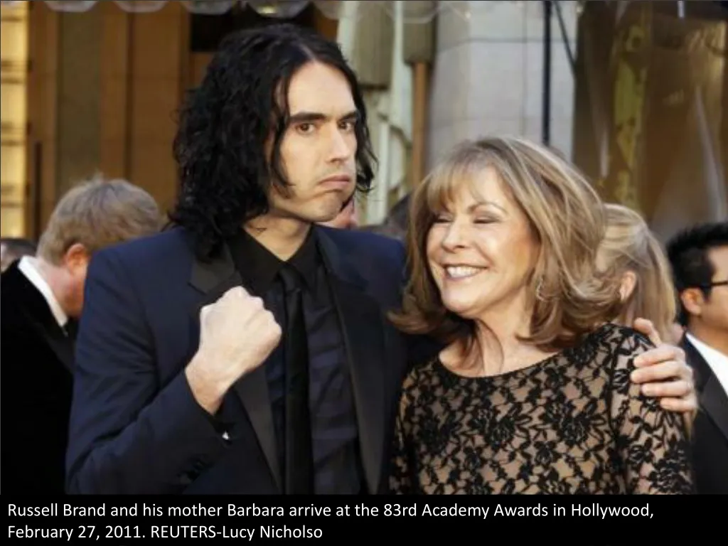 russell brand and his mother barbara arrive
